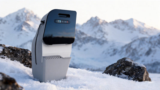 Roadchill T15 car fridge in snow mountain setting